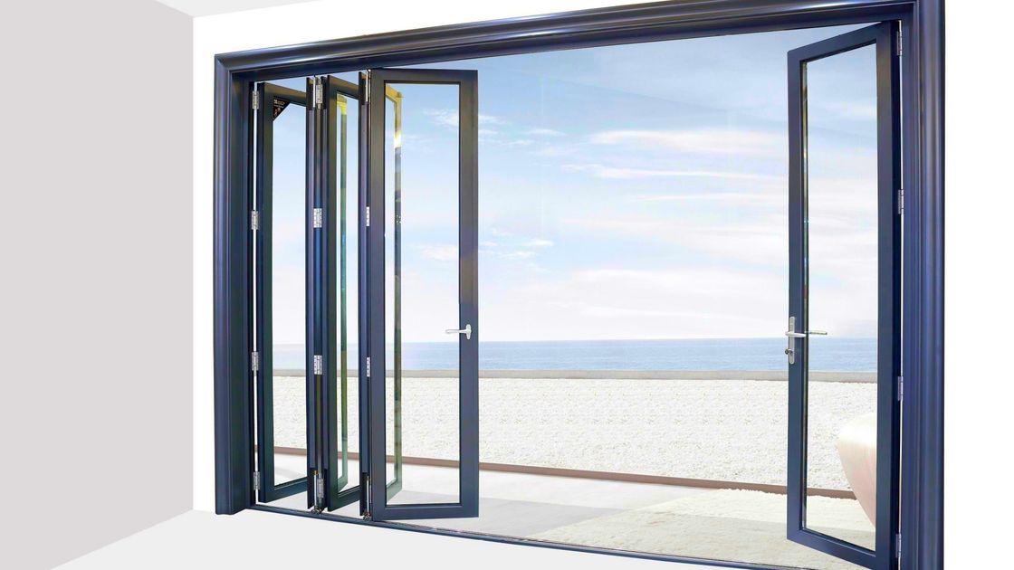 Horizontal Aluminium Glass Folding Doors Ventilated Double Glazed Bifold Doors