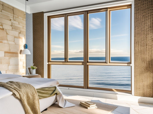 Modern Residential Aluminium Sliding Windows Waterproof Woodgrain Finish