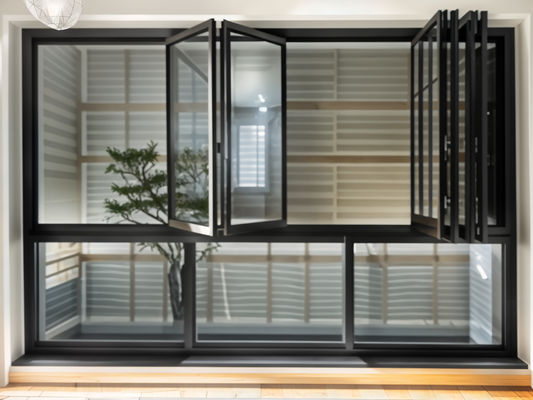 Powder Coating Folding Glass Windows Panels 5mm / 6mm Thickness