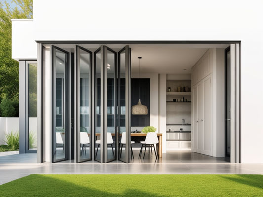 Anodizing Bifold Folding Glass Windows Noise Reduction Windproof