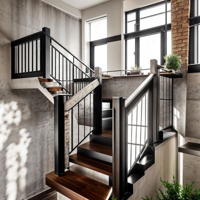 Commercial Interior Aluminum Stair Railing Fencing Rust Resistance